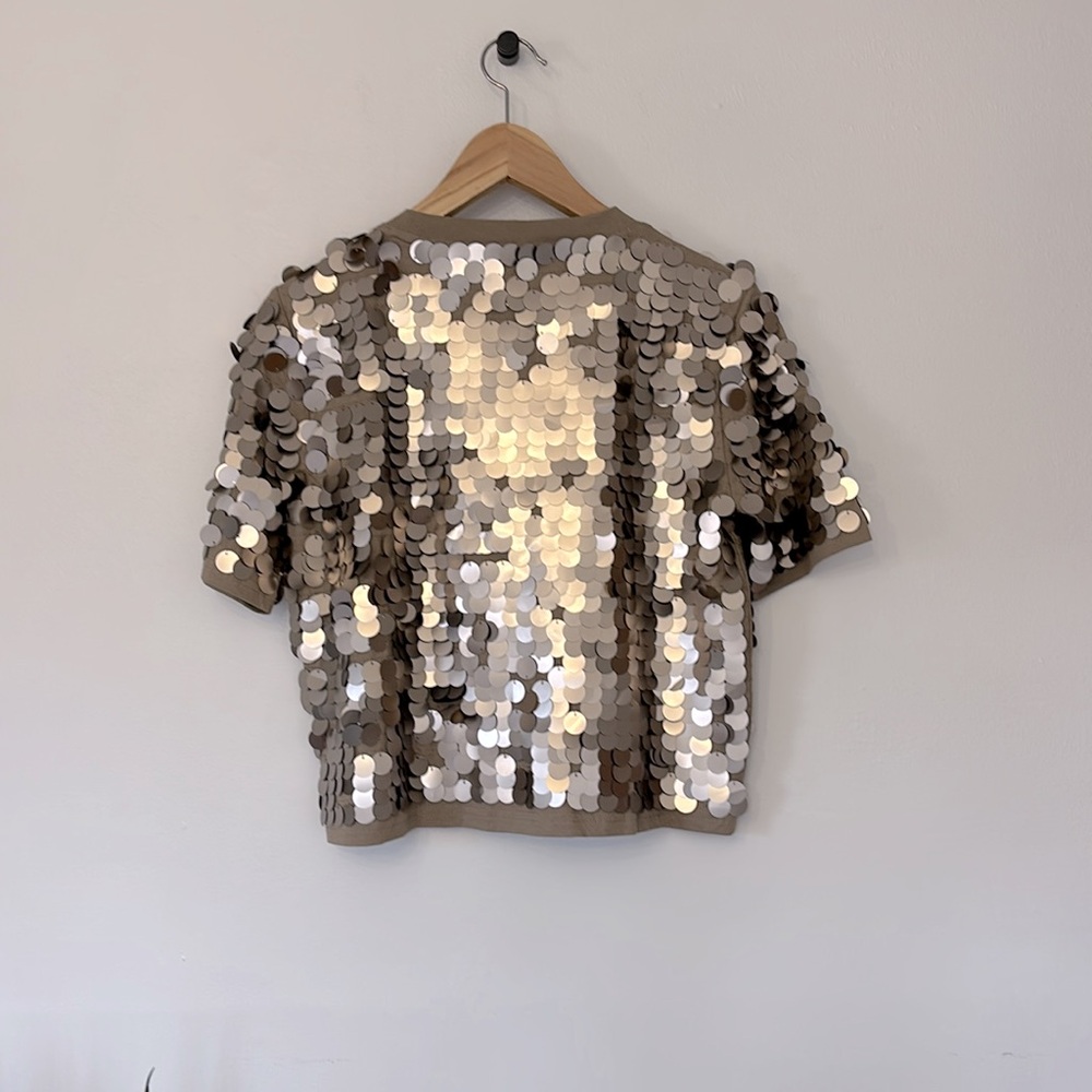 J. Crew Collection sequin-embellished T-shirt Blouse Holiday party New Years Eve - Picture 5 of 7